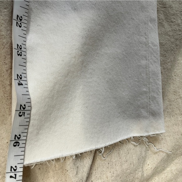 NWT RE/DONE High Rise Stove Pipe Jeans Comfort Stretch Raw Hem Ecru 23 - Picture 12 of 16